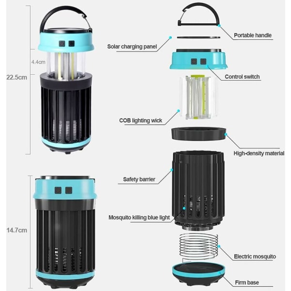 Burmosquito Killer Camping Light USB Uppladdningsbar Elektrisk Bug Killer IP67 Vattentät Inomhus Utomhus Användning