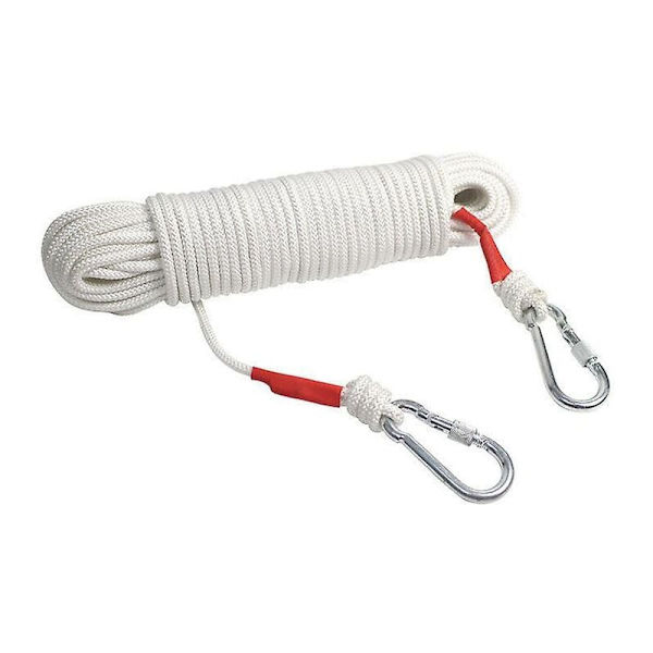 20m Nylon Flaggstång Rep 6mm tjock Vit Flaggstång Halyard Rep med Klämmor Hållbar multifunktionell nylonrep för flaggsegling Riggning