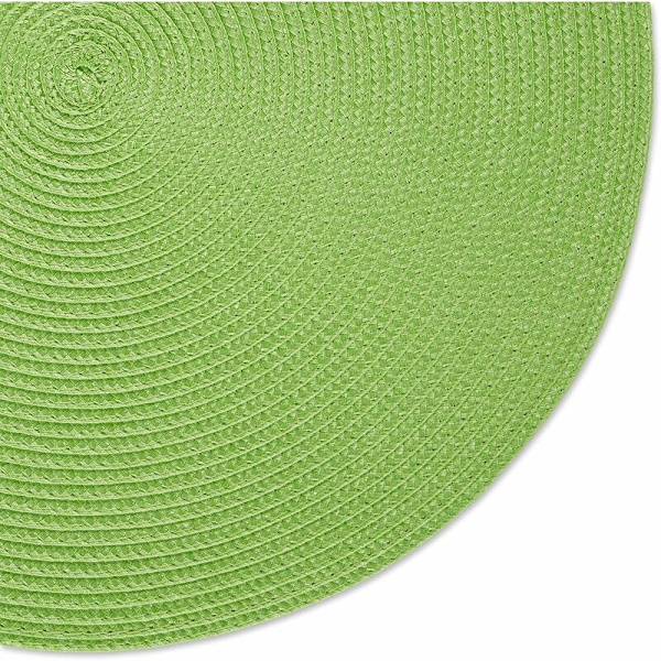 Sats med 4 st placemats PP bordsnät runt tvättbar värmebeständig halkfri 38cm grön