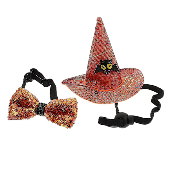 1 set festlig slips för husdjur, fluga, hatt, halloween, hundhalsband, halloween-tillbehör för husdjur