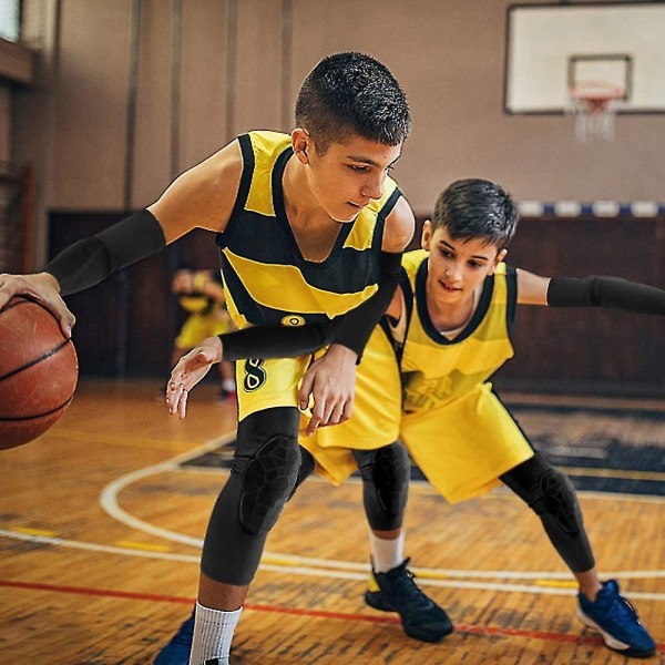Fong Børn/ungdom Sport Honeycomb Kompression Knæbeskytter Albuebeskyttere Beskyttelsesudstyr til Basketball, Baseball, Foo（YXL）