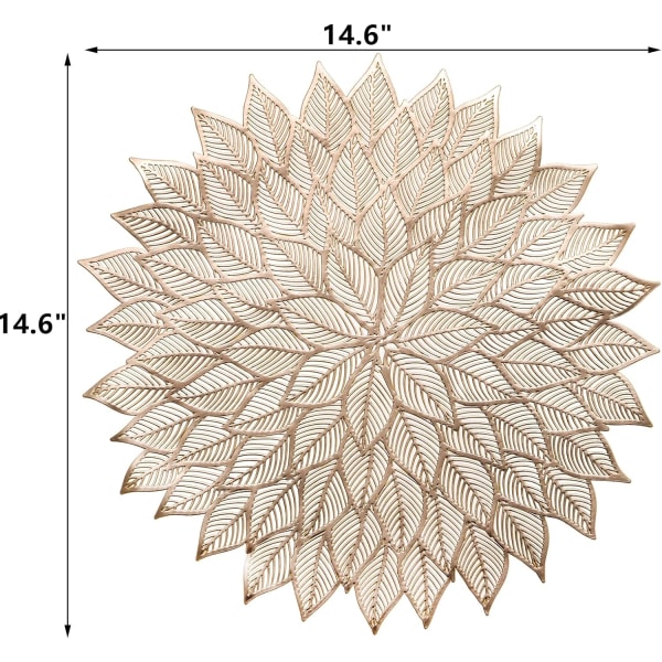 Kultaiset pyöreät paikka-alustat: 4-pakkaus, liukumattomat ja pestävät, joulu- ja hääkeskipiste pöydän koristeluun, 37 cm