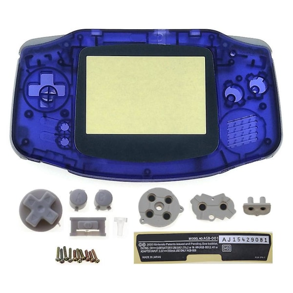 Jcd 1st Plasthus Case Cover för Gba-konsolskal med knappsats Skärmlinssticketikett för Gameboy AdvanceClear Blue