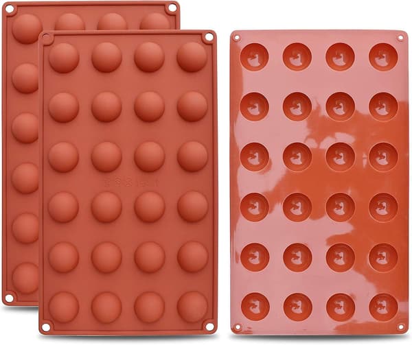 Mini 24-Cavity Semi Sphere Silicone Mold, 3 Packs Baking Mold for Making