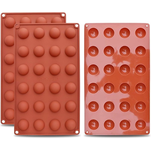 Mini 24-håls halv sfär silikonform, 3-pack bakform för att göra