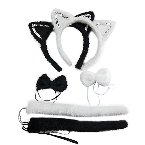 3 stk Festivalfest for katteøre hårbøyle hale slips sett Halloween jul kvinner jente pannebånd kostyme cosplay hodeplagg