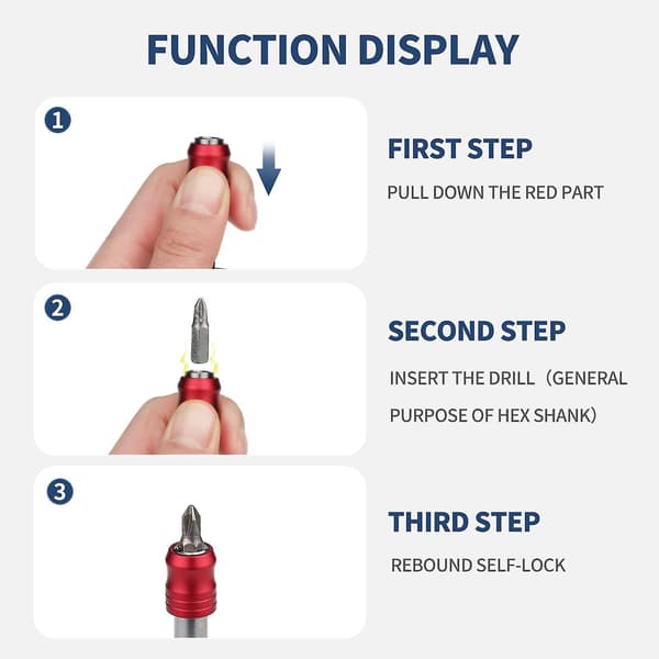 Drill Bit Extension, Mellbree 3-pak Quick Release Magnetisk Bitholder Værktøjssæt