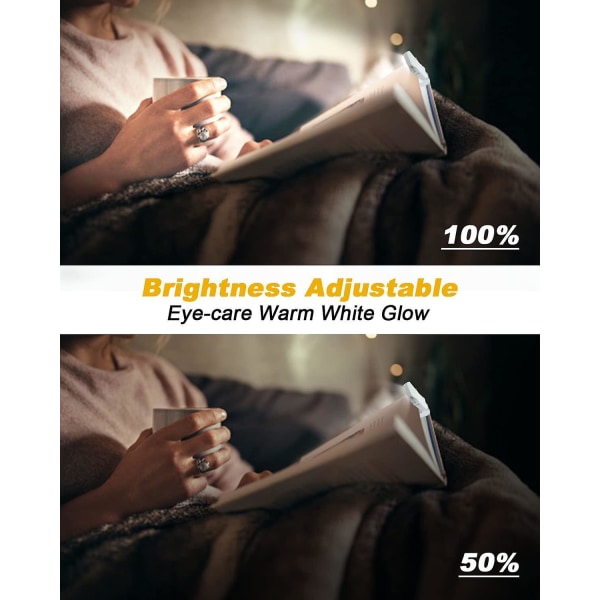 Läslampa, Book Light Clip On Book, Led-läslampa med USB uppladdningsbar, Ljusstyrka Justerbar för ögonskydd, Läsbokstillbehör