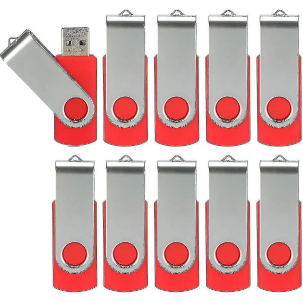 10 Pack Usb Flash Drives Usb 2.0 Thumb Drive Bulk Pack Drejelig Memory Stick Fold Storage Jump Drive Z（32GB，10 Pack Red）