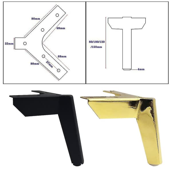1/3 4 stk. holdbare metalmøbelben til møbeltilbehør (rå sort 10 cm 1 sæt)