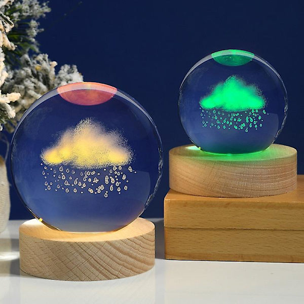 60mm80mm 3d Kristall Måne Boll Nattljus Glas Sfär Snöglob Graverad Solsystem Galax Måne Heminredning Astronomi Present8cmcloud vatten 7 färg