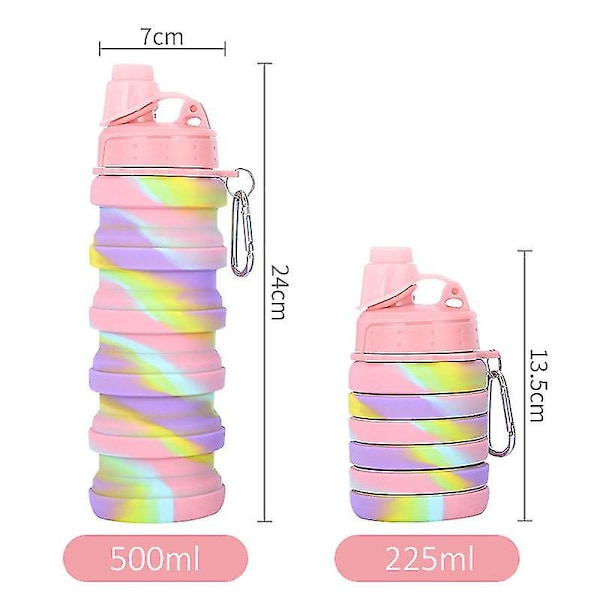 Sammenklappelig Vandflaske Foldbar Tilbagekaldelig Bærbar Sports Vandflaske（Camouflage Pink A）