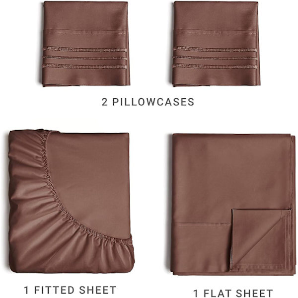 Full Size Lakanuppsättning - Andningsbara & Kylande Lakan - Hotell Lyx Sängkläder - Extra Mjuka - Djupa Fickor - Lätt Passform - 4 Delar Set - Rynkfri - Comf
