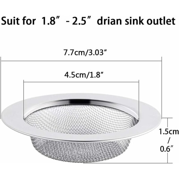 2 st rostfria diskhossil, 7,5 cm avloppssil, diskhossil, diskhossil, köksdiskhossil
