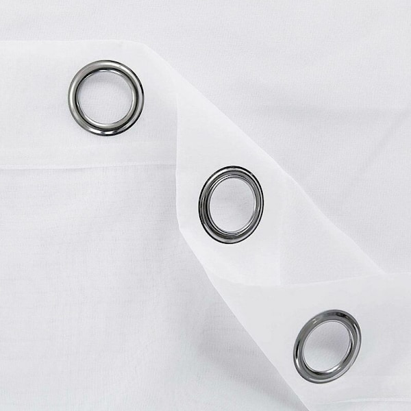 Set med 2 vita gardiner Voile fönsterpaneler med fasta öljetter för vardagsrum sovrumsdekoration 137cm x 241cm