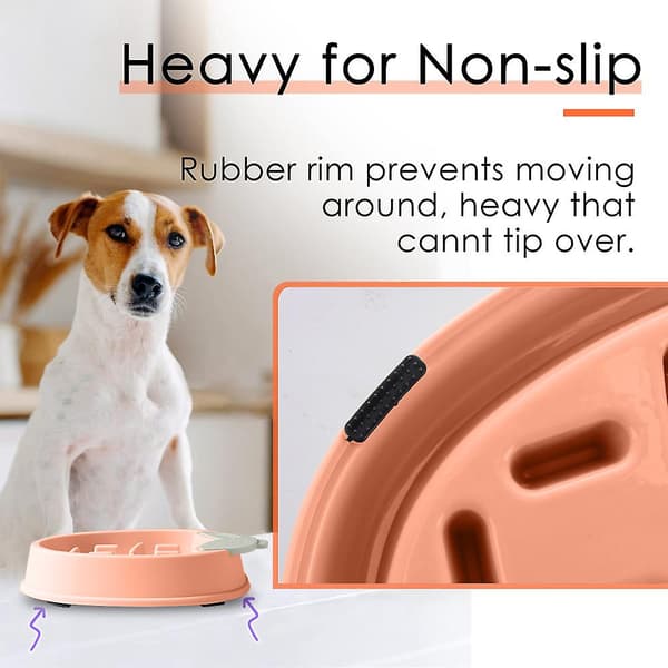 Hund Katt Slow Feeder Skål Valp Slow Feeder Skål för Torrfoder Råfoder Halkskyddad Slow Feeder（rosa）