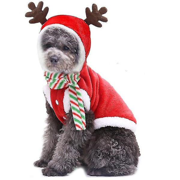 Vinterjuldräkt för husdjurshund/katt, hjortdräkt, husdjurskläder, höst och vinter, flanell, varm och festlig