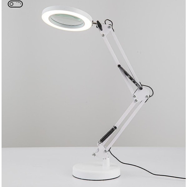 White10x förstoringsglas med ljus och 3 färglägen 10 ljusstyrka Justerbar förstoringsglas skrivbordslampa för ff（Vit）