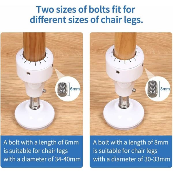 Möbelförlängning, höjdjusterbar 7-10 cm, vit (4 stycken)