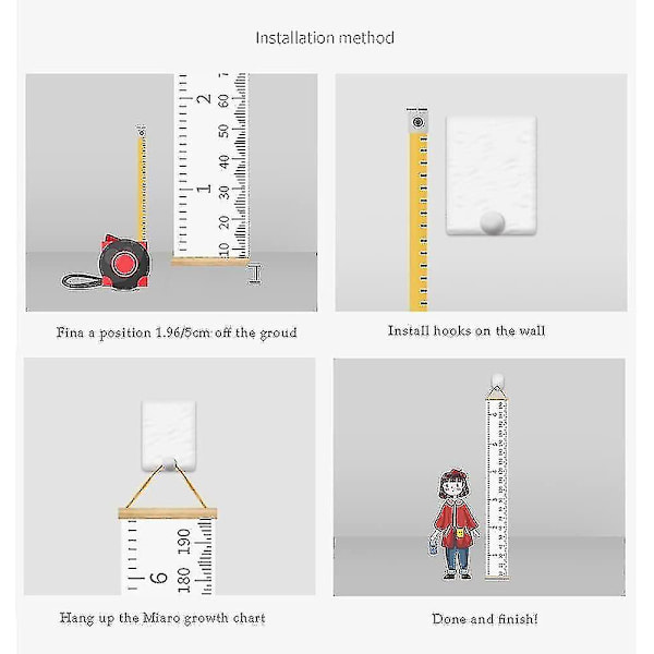 Tillväxtdiagram för barn, träram tygduk höjdmätningslinjal