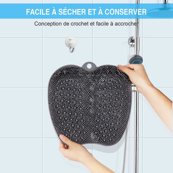 Stor duschfotsborste, duschfotsborste - rengör utan att böjas, exfolierar, med halkfria sugkoppar (28 x 28 cm)