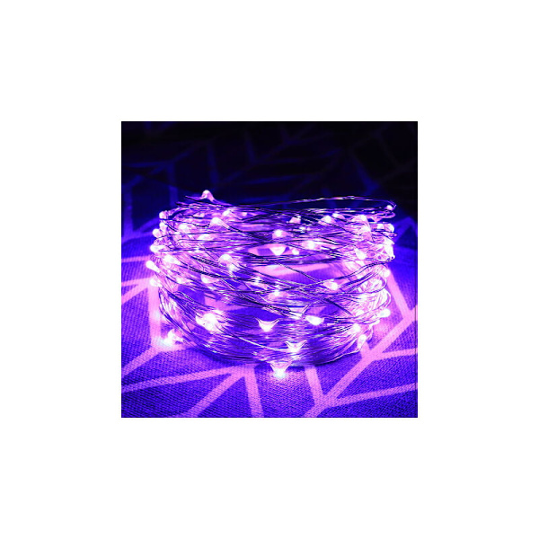 1 st Fairy String Lights, 5M 50 LED, Stämningsljus för festbröllopsdekorationer (Lila)