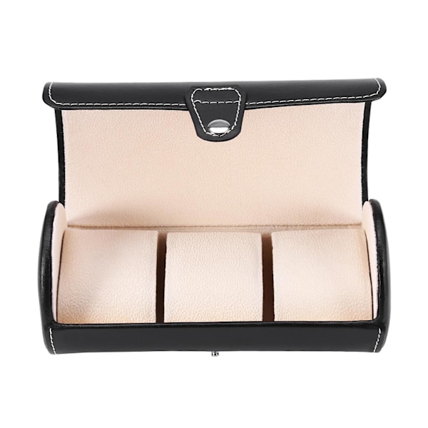 3 Galler Cylinder Klockrullhållare Armbandsur Displayfodral Smycken Presentförvaringslåda (Svart)