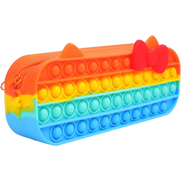 Pennfodral Leksak Söta Katt Färgglad Silikon Pennhållare Förvaringsväska Stationery Box