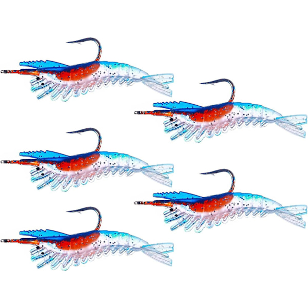Angler fiskeutstyr - 5 stk PVC myke agn realistisk øyesimulering kunstig reke falske agn (6 cm/3 g)