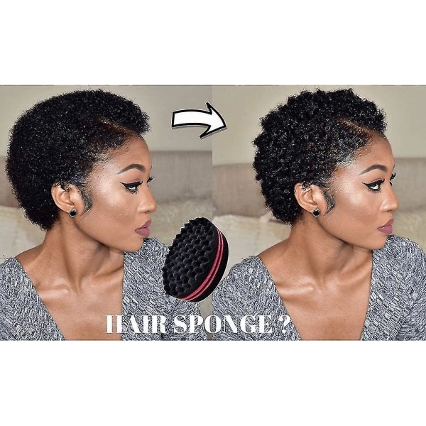 Hår Twist Svampe, (2 stk) Afro Curl Svampe Store Huller Barber Hårbørste Svampe Afro Hår Svampe Til Twists Og Dreads Sort
