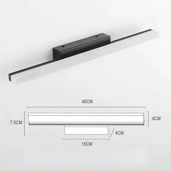 LED-badrumsbelysning 40 cm kallvitt 9 W 6000 K svart inomhusbadrumslampa badrumsbelysning 800 lm ej dimbar [energiklass F]