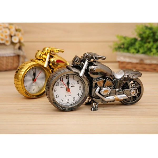 Creative Retro Motorcykelväckarklocka för hem och kontor Vintage motorcykelväckarklocka (guld och röd)