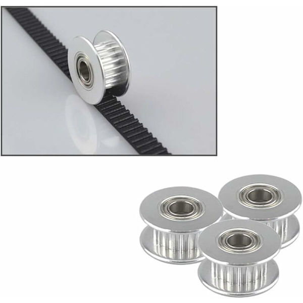 10 st GT2 Idler Pulley 20 tänder 5 mm hål, GT2 Aluminiumlegering Idler Pulley med dubbla kullager, för 3D-skrivare 6 mm bred kuggrem