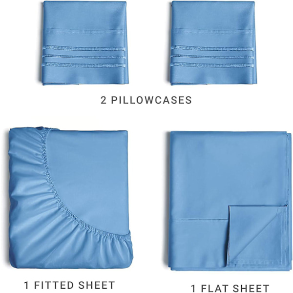 King size lakanset - Andningsbara och kylande lakan - Hotell lyxiga lakan - Extra mjuka - Djupa fickor - Lätt passform - 4-delat set - Rynkfria - Comf