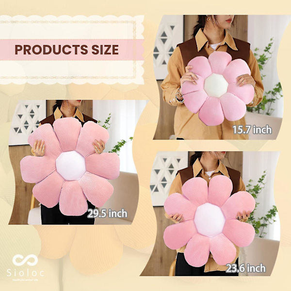 Blomsterpude, blomstformet pude, pude til numsen, blomstergulvprude, siddepude, sød værelsesindretning og plys pude til soveværelse sofa stol (blush,