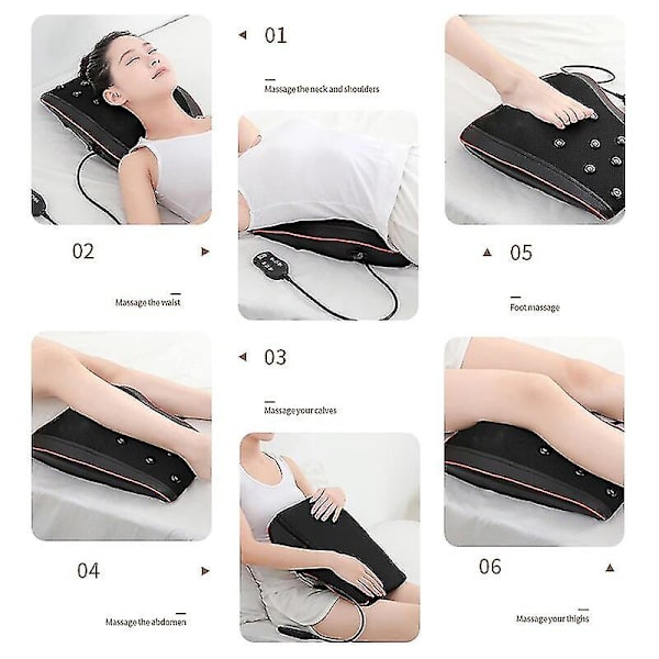 Elektrisk värmebälte massageapparat, ländryggsmassagekudde, muskelavslappning, nackkudde, smärtlindring i ryggen, kiropraktik, ny produkt