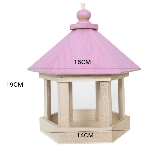 Trähus för fåglar Vacker design med ihålig mitt Lätt att rengöra Inomhus hängande fågelhus för balkong park trädgård utomhus (rosa)