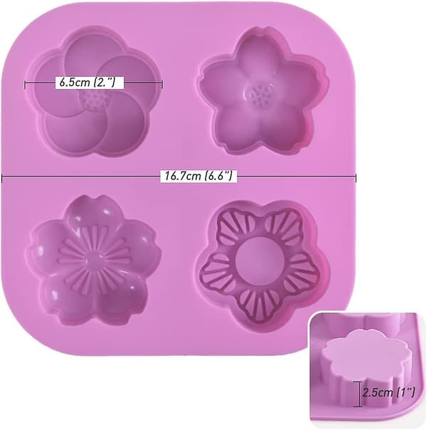 Blomsterformede silikoneforme, 2 pakker 4 hulrums non-stick fødevaregodkendte silikoneforme