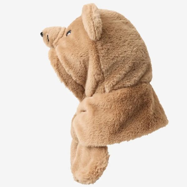 2 i 1 vintermössa halsduk set för barn, varm mössa, björnöronmössa, balaclavamössa, mössa för flickor och pojkar, beige