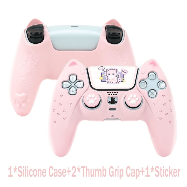 Cat Paw Pink Love Silikon Soft Skin Cover Case För Sony Playstation Dualsense 5 Ps5 Controller Thumb Stick Grip Capone st Pink
