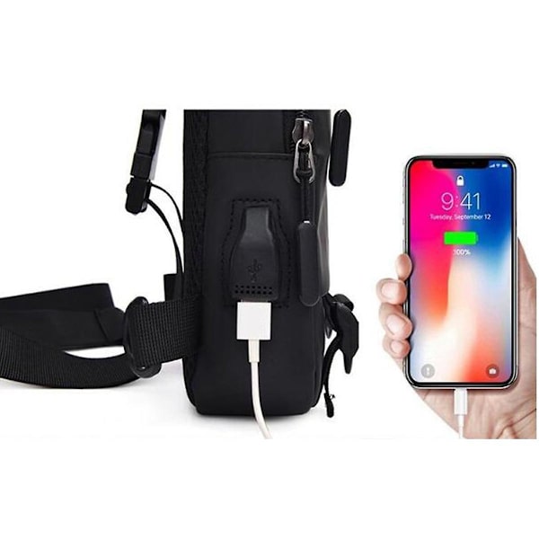 Nylon Ryggsäck Herr Bröstväska Multifunktionell Axelväska Med Usb
