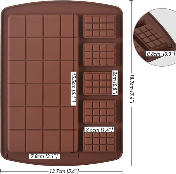 Chokladsilikonformar, Break-Apart Candy och Energy Bar Silikonformar, Pack