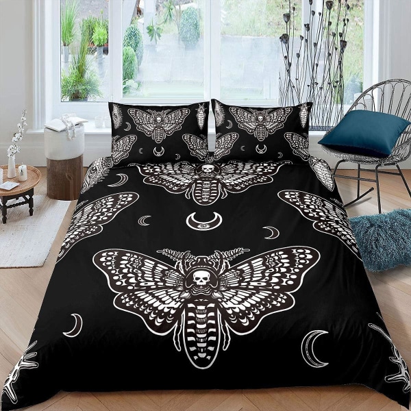 Feelyou Boys Boho Moth Dynetrekk King Size Menn Gothic Skull Sengesett For Jenter Kvinner Soveromsdekor Bohemian Moon Star Dynetrekk Personliggjør