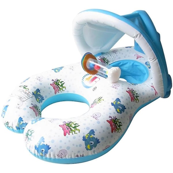 Baby uimakelluke puhallettavalla aurinkovarjolla, uimarengas (kaksipaikkainen vene 6-36 kuukauden baby)