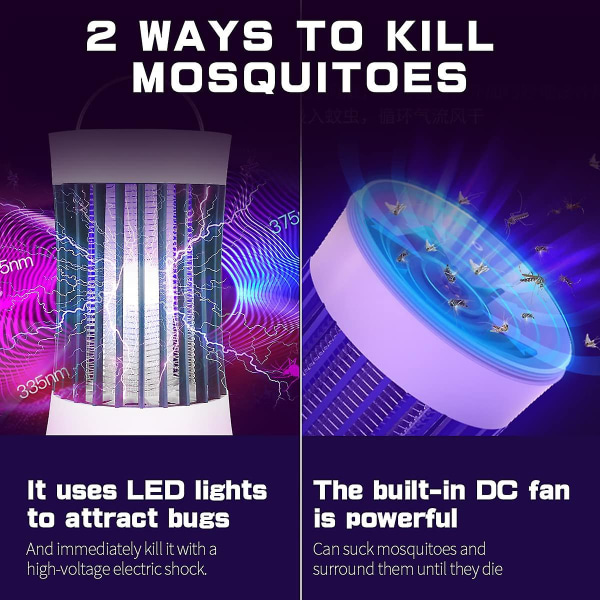(valkoinen) Kannettava elektroninen ladattava moskiittojen tappaja / hyönteisten tappaja kesämatkoille, ulkotelailulle, patiolle, kotiin ja puutarhaan