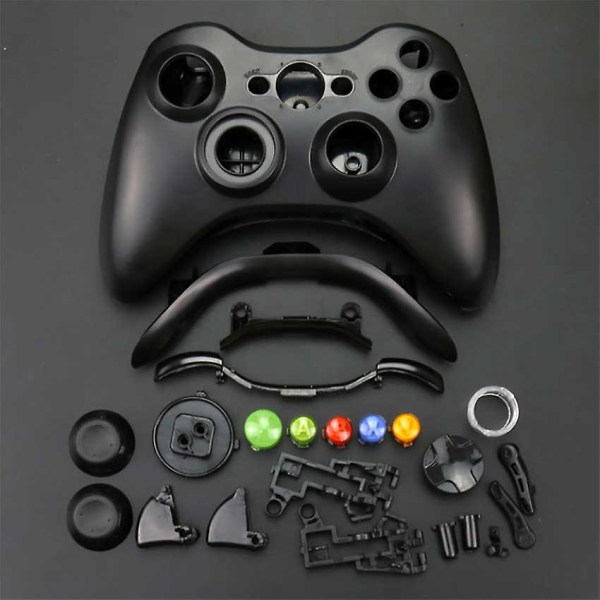 Jcd för Xbox360 Trådlös spelkontroll Hårt case Gamepad Cover Helt set med knappar Analog Stick för Xbox 360 Black