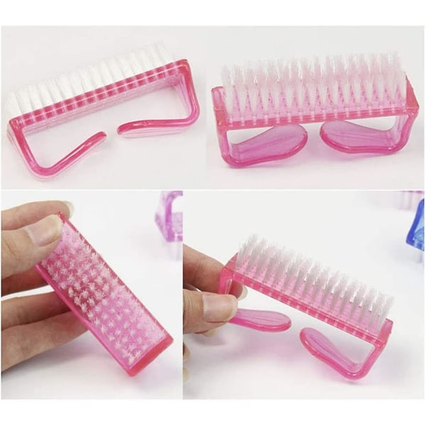 Håndtag til negleskrubbe-rengøringsbørste Fingernegleplastic Rene håndvaskebørster til tæer og negle (4 stk, blå+grøn+pink+lilla)