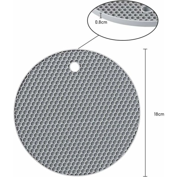 Grå rund silikonunderlägg 4-pack Halkfri Värmebeständig 250°C Multifunktionssked Underlägg Köksbordsunderlägg för kök Matsal