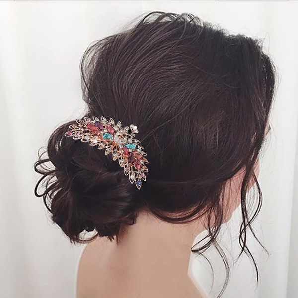 Brude Hårkam Farverig Rhinestone Brude Hårkam Krystal Slides Kvinder Bryllup Hår Tilbehør