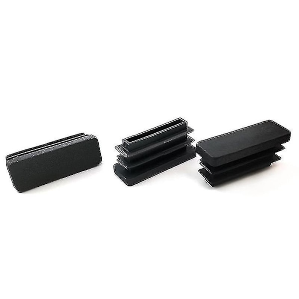 20-pack svarta rektangulära ändkåpor i plast för bord, stol, rörben (38 mm x 13 mm)